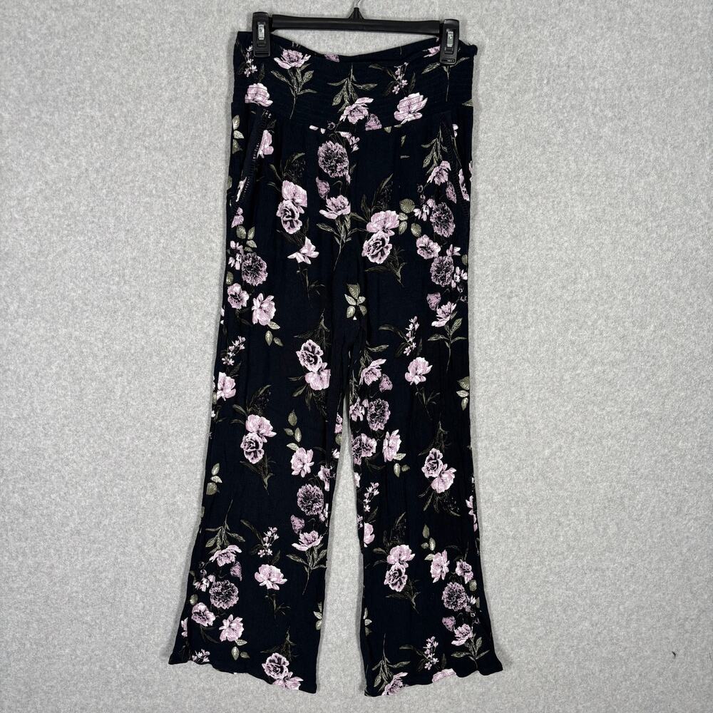 Gauze Bootcut Floral Pants Medium Crochet Trim Crinkle Cottage Darl Romantic